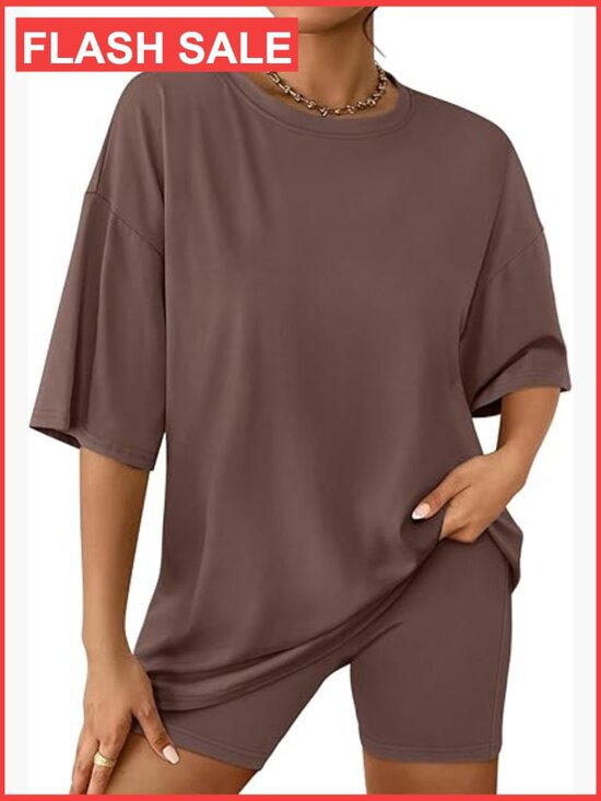 Other - Oversized Tee & Biker Shorts Lounge Set, Cotton Spandex, Size Medium